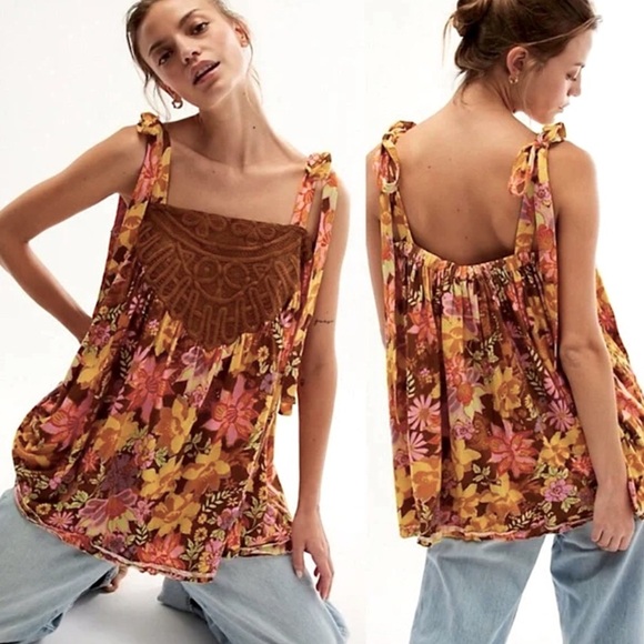 Free People Bali Moroccan Flowers Tunic size small Oversized - Picture 1 of 15